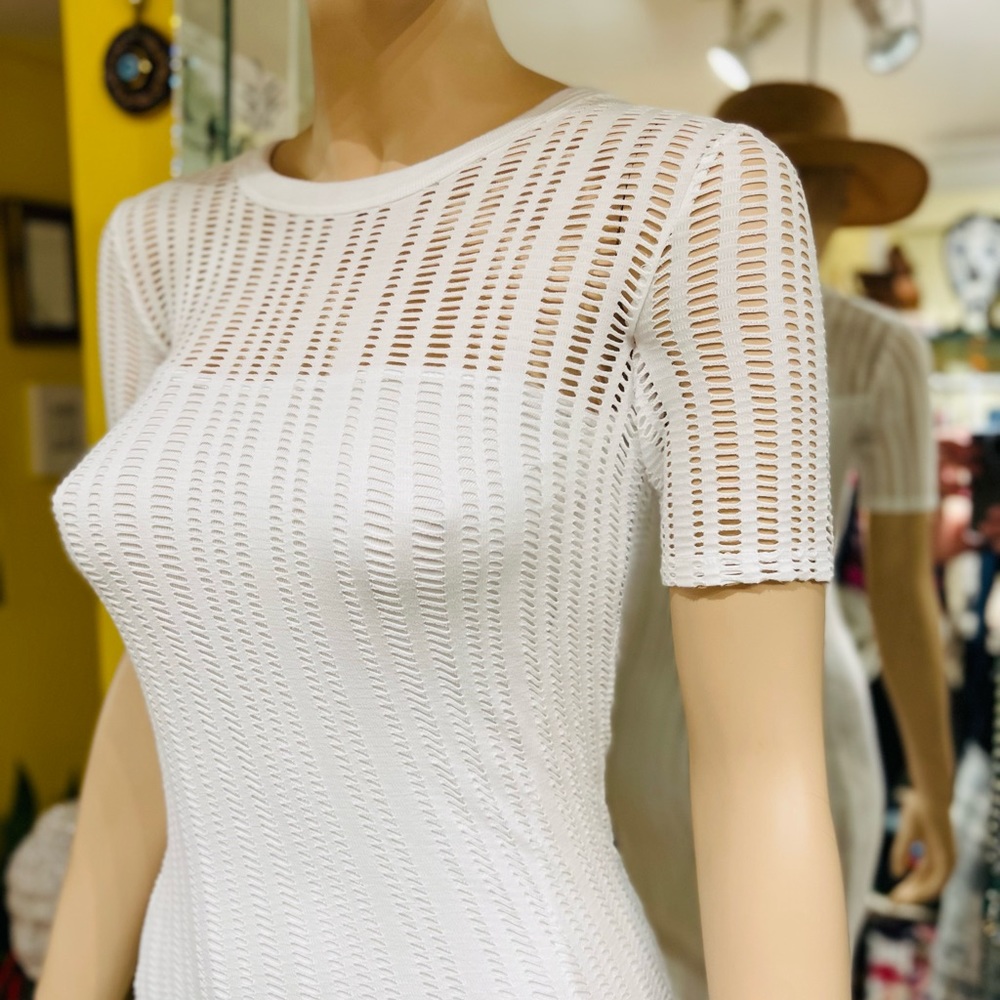 T by Alexander Wang White Mini Dress - Knit Mesh